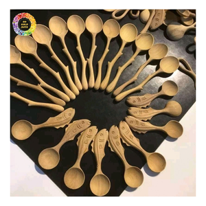 Ensemble de cuillères en bois d'acacia de haute qualité, cuillères en bois écologiques en forme de cœur pour la cuisine, cuillères en bois d'acacia sculptées à la main - Product Image 2