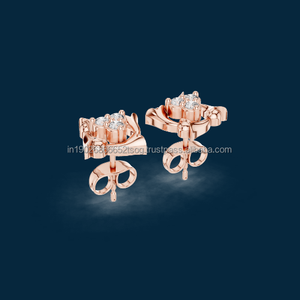 Jewel Box 14K Oro Diseño floral CZ Pendientes de diamantes para dama de honor Accesorios de boda - Product Image 1