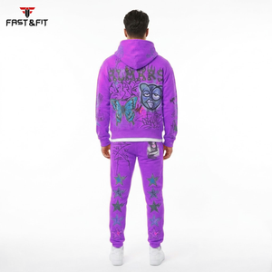 Conjunto Deportivo Informal con Capucha, Corte Ajustado, 100% Algodón, Transpirable, de Alta Calidad, para Correr - Product Image 2