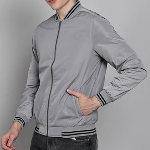 Blouson bomber pour homme, couleur unie, fermeture éclair, vêtement décontracté pour l'automne, coupe-vent, matière polyester, col rabattable - Product Image 5