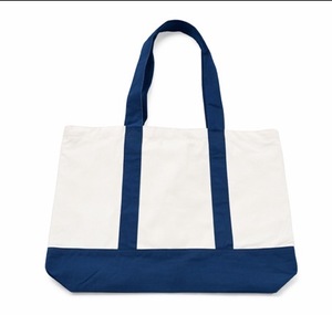 Printed Polyester/Cotton <b>Tote</b> <b>Bag</b> Woven Style Eco Friendly Blue White Color Block Design Water Resistant Customizable - Product Image 4