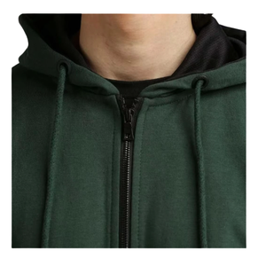 Sudadera con Capucha y Cremallera para Hombre, Color Verde Oscuro, con Cuentas, Corte Regular, Informal, Transpirable, de Algodón Tejido, Felpa Francesa, para Invierno - Product Image 6