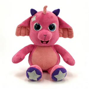 Peluche de monstruo rosa personalizado, animal de peluche de fantasía con bordado de estrellas, peluche con ojos grandes azules con brillantina. - Product Image 3