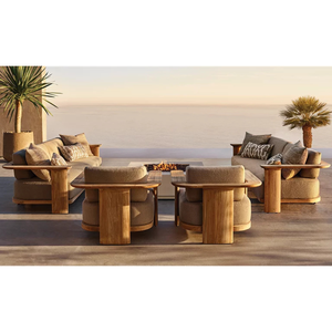 Sillón de Exterior Contemporáneo de Teca Sólida con Acabado Oscuro, Base Gruesa y Resistente, Cojín Confortable, Muebles de Lujo para Villa - Product Image 6