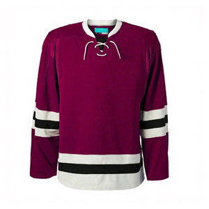 Jersey de Hockey sobre Hielo Unisex Color Verde Azulado, Manga Larga, Cuello en V, Cierre con Cordón, Diseño a Rayas con Bloques de Color, Uniforme de Equipo - Product Image 4
