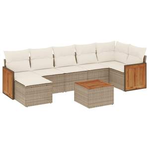 Conjunto de Sofás Modulares de Ratán Sintético PE Beige para Jardín, Diseño Modular Conveniente para Espacios Exteriores - Product Image 2
