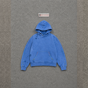 Sudadera con Capucha Extra Grande Azul Vintage Desgastada, Estilo Urbano, Tejido Grueso, Lavado Vintage, Informal para el Día a Día, Estilo Urbano Premium, Suave - Product Image 5