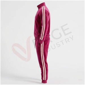 Ensemble de survêtement bordeaux pour homme, manches longues, col montant, fermeture éclair sur le devant, logo, couleur unie, respirant, coupe décontractée, vêtement d'automne - Product Image 3