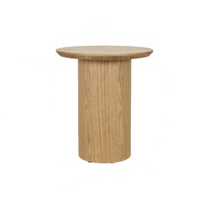 Contemporary Side <b>Table</b> Round Ash Veneer Top Cylinder Column Base <b>Coffee</b> <b>Table</b> for Cafe Restaurant Hotel Lounge Project - Product Image 1