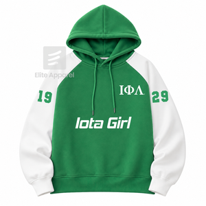Custom Iota Phi Lambda sorority <b>Hoodie</b> embroidered logo on front green and <b>white</b> color short sleeve cotton <b>for</b> female - Product Image 2