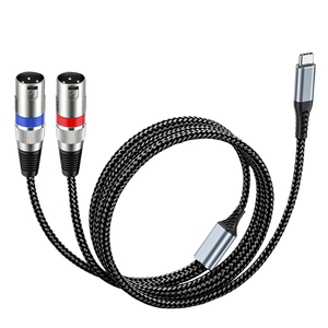 Cavo Audio USB C a Doppio <span class=keywords><strong>XLR</strong></span> Maschio in Nylon, Lunghezza 1M/2M/3M, OEM di Fabbrica, per Amplificatori, Monitor, Telefoni Cellulari e Altoparlanti - Product Image 1