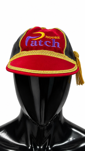 Patch House Velvet <b>Baseball</b> <b>Cap</b> 6-Panel Embroidered Logo Unisex Formal Hat Red and <b>Black</b> with Gold Tassel - Product Image 2