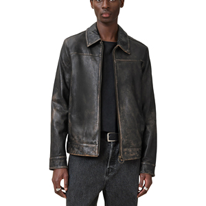 High End <b>Men's</b> Genuine <b>Jacket</b> Winter Washed Zipper Front Cow Skin Soft Lining Slim Fit Waterproof Luxury Style OEM Wholesale - Product Image 6