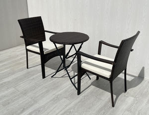 BL00042 Ensemble bistrot moderne 3 pièces en osier avec table pliante et 2 chaises pour appartement, extérieur et hôtel - Product Image 4