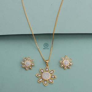 Winnie CZ Designer 18K Gold Plated American Diamond Zircon Pendant Set for Wedding Festival - Product Image 4
