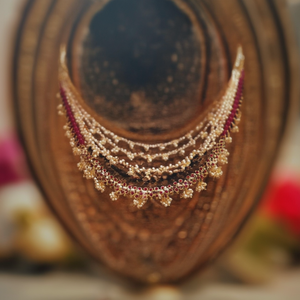 <b>Ruby</b>-Pearl Champaswaralu Gold Freshwater Pearl Stainless Steel <b>Necklace</b> - Product Image 3