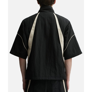 Conjunto de camiseta y pantalón corto casual de verano, negro, oversize, de alta demanda, de gran venta, hecho a medida, con cuello vuelto, de mezclas, a bajo precio - Product Image 5