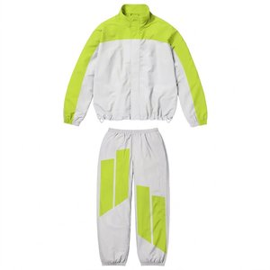 High Selling Custom Logo Green White Men's Nylon <b>Wind</b> <b>Breaker</b> Trousers Sets For Summer Vintage Wear Men Sets Streetwear Jackets - Product Image 1