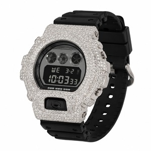 Reloj Digital de Lujo para Mujer, Caja de Acero Inoxidable, Esfera Rectangular con Pedrería, Correa de Silicona - Product Image 4
