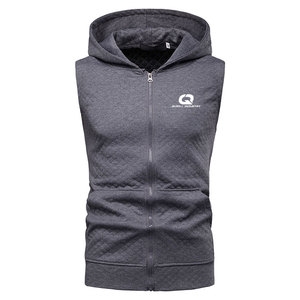 Winter Fitness Training Casual Men <b>Sleeveless</b> <b>Hoodie</b> 100% Cotton Fleece Solid Quick Dry & Eco-Friendly with Hood Storage Pocket - Product Image 1