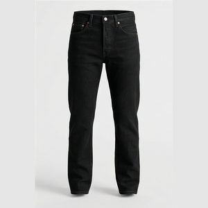 Jean en denim coupe droite délavé foncé pour homme, taille haute, coupe classique, en coton, style décontracté, pantalon d'automne - Product Image 1