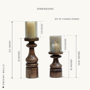Handmade Acacia <b>Wood</b> <b>Candlestick</b> Holder Turned Pillar Stand Dark Brown Home Decor Wedding Party Brand Aqudus Saleem Model Aq3477 - Product Image 2