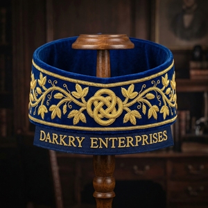 Custom Hand Gold Bullion Embroidery Royal Blue Velvet Stand Collar Wide <b>Wheat</b> Leaf Motif Bespoke Manufacturing Service - Product Image 2