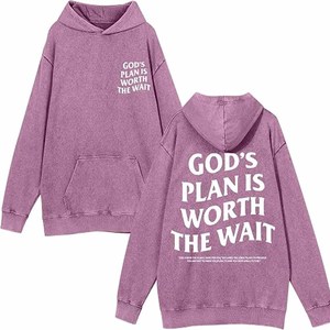 Sudadera con Capucha Personalizada con la Frase 'El Plan de Dios Vale la Pena', Sudadera Cristiana con Bordado de Jesús y Dios, de Algodón y Felpa - Product Image 1