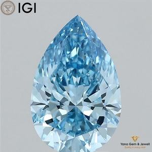 Diamante Cultivado en Laboratorio con Corte Pera, Color Azul Intenso, Claridad VVS2, 2.00 Quilates, con Certificado IGI, para Joyería - Product Image 1