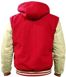 Custom Men Varsity Jacket Plain Hooded <b>Brown</b> <b>Wool</b> Body And Cream Leather Sleeve Letterman Jacket - Product Image 6