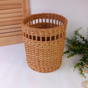 Elegant Rattan Dustbin Suitable For Dry Waste Use In Bedroom Office And Living Room Decor Cylindrical Shape Waste <b>Bin</b> From India - Product Image 4