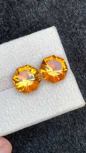 Pierre précieuse naturelle Citrine, paire de pierres rondes taillées, pierres brutes pour la création de bijoux fins, quartz jaune assorti - Product Image 5