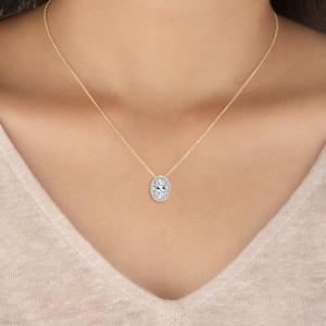 Colgante de oro amarillo de 18 quilates para mujer con diamante ovalado cultivado en laboratorio de 0.80 CTW, joyería elegante para aniversarios y eventos especiales - Product Image 5