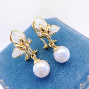 Boucles d'oreilles à clip en perles d'eau douce AK 7-8 mm, sans trous d'oreille, bijoux fins avec nacre, recommandées par le propriétaire du magasin - Product Image 2