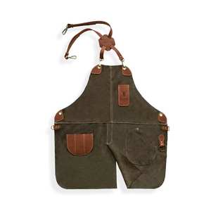 Delantal de Lona y Cuero Personalizable de Primera Calidad, Impermeable, Elegante, Unisex, con Cierre de Broche, Manga Corta, para Asar a la Parrilla, Barbacoa y Barman - Product Image 2