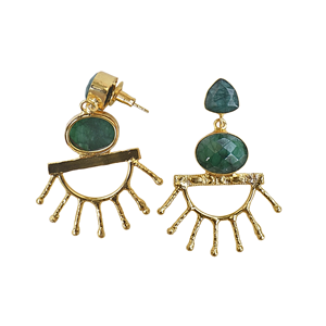Boucles d'oreilles pendantes en pierre avec corindon, bijoux de mode - Product Image 5