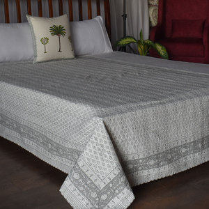 Traditional Indian Cotton Kantha Twin Quilt <b>Throw</b> 150x220 cm Hand Block Printed Hand Embroidered Handmade Bedspread Home Bedding - Product Image 3