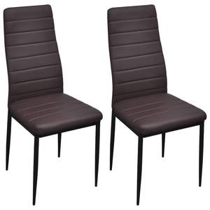 Ensemble de 2 chaises de salle à manger en similicuir marron et noir avec structure en fer, combinaison de couleurs unique pour une expérience culinaire élégante - Product Image 2