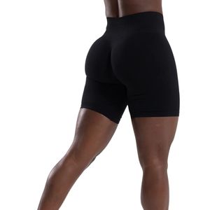 Shorts de compression noirs sans coutures pour femmes, taille mi-haute, extensibles, anti-transparence, pour la gym, l'entraînement, la course, le yoga et le fitness - Product Image 2