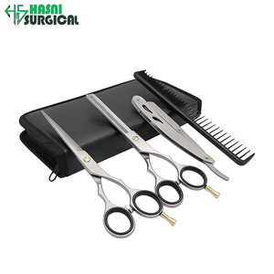 Kit de ciseaux de coiffure et de coupe de cheveux OEM avec logo personnalisé, rasoir droit inclus - Product Image 5