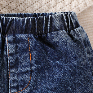 Ensemble 2 pièces d'été délavé et vieilli pour homme : T-shirt court en coton épais et short en jean avec rivets, style vintage, couleur unie, séchage rapide - Product Image 5