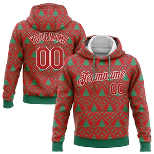Wholesale Direct Industry New Design Custom Stitched Red-Green 3D Christmas Trees Sports Pullover Sweatshirt <b>Hoodie</b> - Product Image 1
