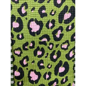 Bolso Tote Acolchado de Algodón con Estampado de Leopardo Verde, Bolso de Compras Abierto, para Uso en Todas las Estaciones - Product Image 3