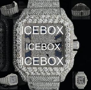 Reloj de Pulsera para Hombre con Caja Cuadrada de Acero Inoxidable y Moissanita, Esfera de Cristal, Brazalete con Cierre Completamente Adornado, Resistente al Agua 10 Bar - Product Image 3