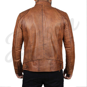Veste en cuir pour moto pour hommes, veste zippée décontractée de style streetwear, veste vintage rétro pour motards, pour streetwear Fashi - Product Image 5