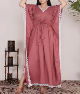 Best Kaftan Handmade kaftan Dress Batwing Wide Sleeve V Neck Polyester Regular Fit Casual Evening Party <b>Flared</b> Sleep Wear - Product Image 5
