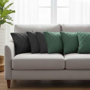 SOGA Ensemble de 6 housses de coussin en tricot torsadé vert forêt et gris anthracite de 45 cm, collection élégante de housses de coussin - Product Image 3