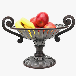 Bol en métal vintage antique avec base en métal, design unique, forme ronde, pour servir des fruits, idéal pour la maison et l'hôtellerie - Product Image 4