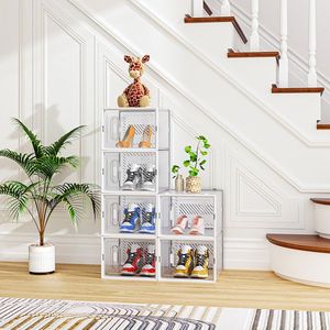 White <b>Plastic</b> <b>Mesh</b> Shoe Box Big Size 6PCS 36*28*21cm Freely Combinable Organizer - Product Image 1