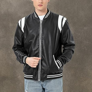 Veste en cuir de sport à manches longues, style streetwear, chaude pour l'hiver, couleur unie, pour homme - Product Image 6